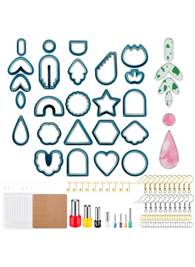 42pcs Polymer Clay Cutter Plastic Earrings Hook Pop Jewelry Diy Mold With Storage Bag
