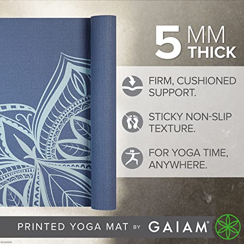 Gaiam Yoga Mat Non Slip 5mm Thick Print Mat for Yoga Pilates Floor Workouts Colorful Printed Design PVC Free Lightweight 68 x 24 Includes Free Online Yoga Class - Image 3