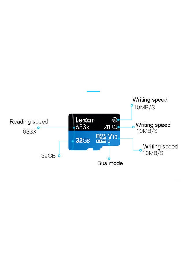 NIBEMINENT - Micro SD HC Class10 Memory Card With Adapter Blue/Black - Image 1