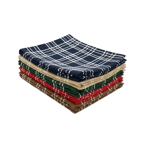Shree Vriksham Enterprises Vriksham Premium Set of 6-Piece Pure Cotton Dish Towels - Highly Absorbent, Quick-Dry & Multipurpose Kitchen Cleaning Cloths,18 x 18 inch (6, Multi 18x18) - Image 1