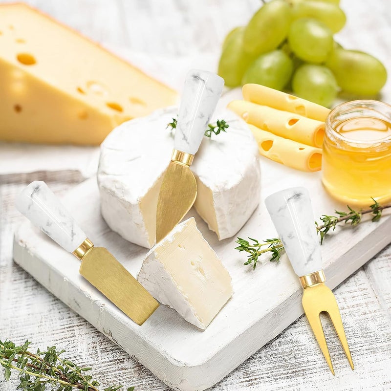 Apusu Charcuterie Board Accessories - 6 Piece Cheese Knife Set With Marble Handle - Spreader and Butter Knives for Cheese Kit Cutter (Marble) - Image 5