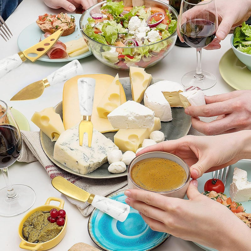 Apusu Charcuterie Board Accessories - 6 Piece Cheese Knife Set With Marble Handle - Spreader and Butter Knives for Cheese Kit Cutter (Marble) - Image 4