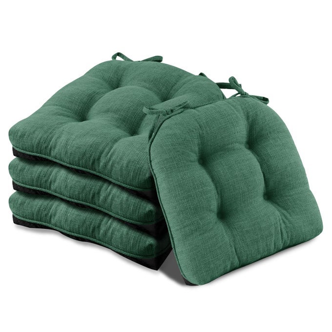 CHAIR CUSHIONS FOR DINING CHAIRS 4 PACK CHAIR CUSHION WITH TIES AND NON SLIP BACKING 155 X 155 INCHES TUFTED CHAIR PADS FOR DINING CHAIRSFOREST GREEN