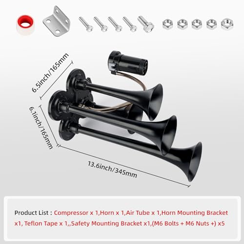 OVANOH 150db 12V Train Horn Kit，4 Speakers， Air Horn With Compressor Compatible For Trucks Cars Semi Trailers Pickup Motorhome SUV Truck Train And Other Vehicles， Ultra Loud BD - Image 4