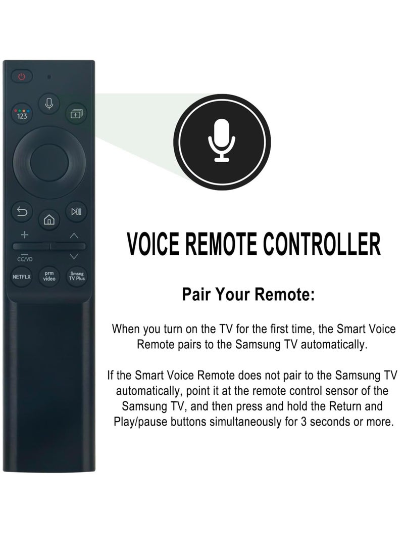 Replacement Voice Remote Control BN59-01357A BN59-01357B BN59-01357F BN59-01357P Compatible with Samsung Neo QLED 8K 4K TV 2021 with Shortcut Apps - Netflix, Prime Video, Samsung TV Plus with battery