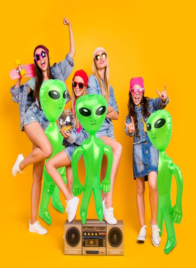 Cotiny مجموعة كوتيني المكونة من 15 قطعة، مجسمات فضائية عملاقة قابلة للنفخ بطول 35 بوصة، ألعاب فضائية قابلة للنفخ، هدايا لحفلات أعياد الميلاد، زينة حفلات الهالوين ذات الطابع الفضائي (أخضر) - Image 5