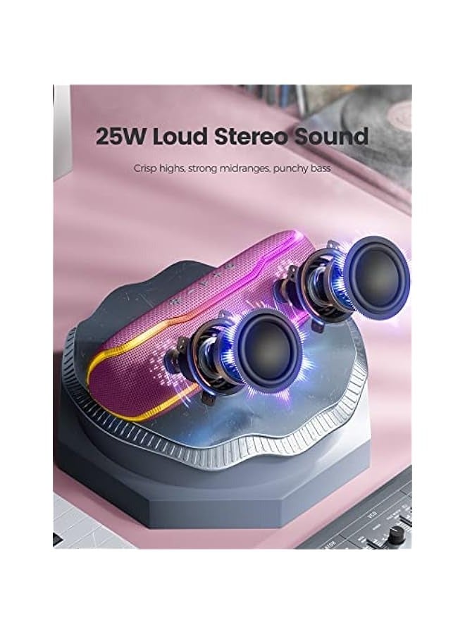 ANKOVO Portable Bluetooth Speaker, IPX7 Waterproof Wireless Speaker with Colorful Flashing Lights, 25W Super Bass 24H Playtime, 100ft Range, TWS Pairing for Outdoor, Home, Party, Beach, Travel - Image 2