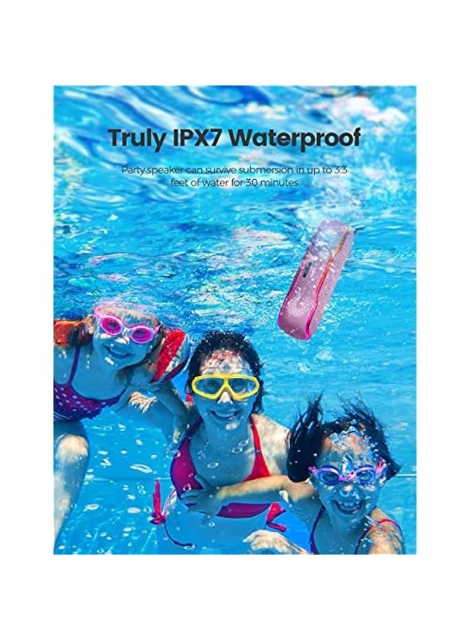 ANKOVO Portable Bluetooth Speaker, IPX7 Waterproof Wireless Speaker with Colorful Flashing Lights, 25W Super Bass 24H Playtime, 100ft Range, TWS Pairing for Outdoor, Home, Party, Beach, Travel - Image 3