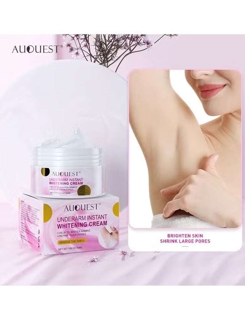 AuQuest 50ML Underarm Instant Whitening Cream Whitening Cream for Women for Dark Armpit Body Face Lightening Cream Intimate Skin Cream for Knees Armpit Elbows Private Areas - Image 2