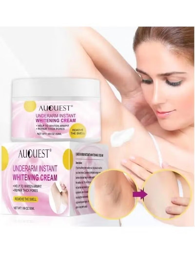 AuQuest 50ML Underarm Instant Whitening Cream Whitening Cream for Women for Dark Armpit Body Face Lightening Cream Intimate Skin Cream for Knees Armpit Elbows Private Areas - Image 3