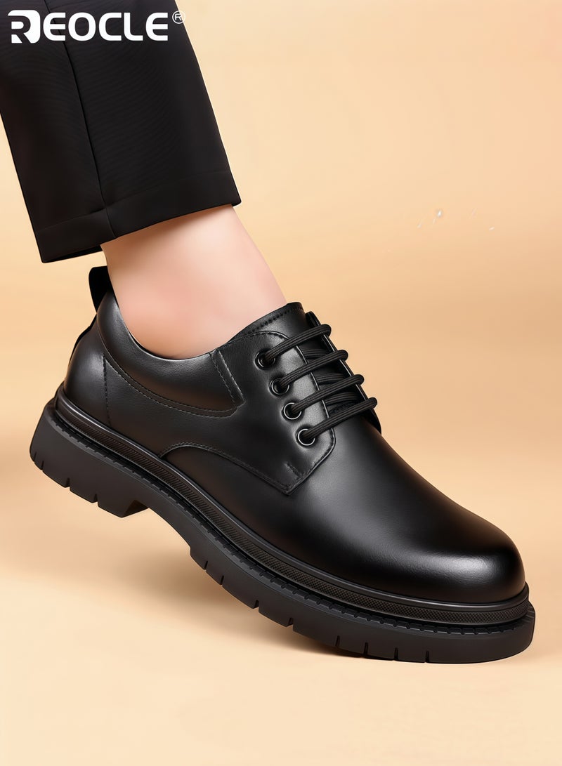 REOCLE Men's Business Shoes with Leather Design and Waterproof Feature Formal Dress Shoes with Lightweight Sole for Wedding Work Wear - Image 5