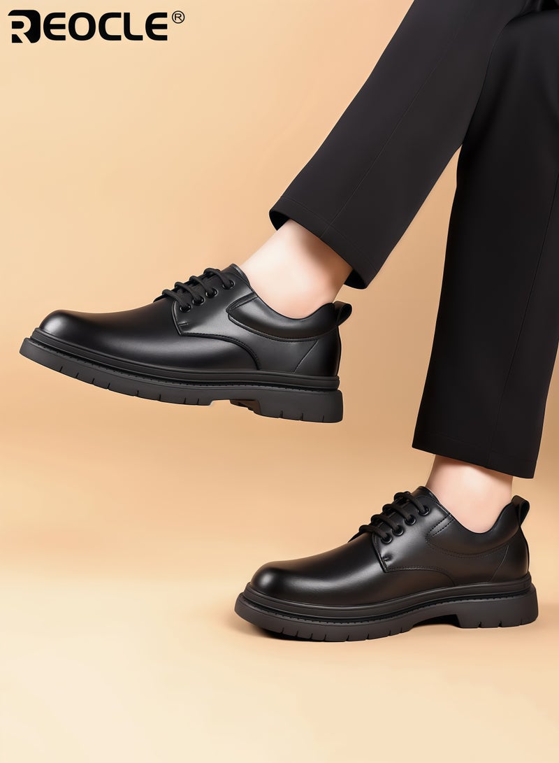 REOCLE Men's Business Shoes with Leather Design and Waterproof Feature Formal Dress Shoes with Lightweight Sole for Wedding Work Wear - Image 3