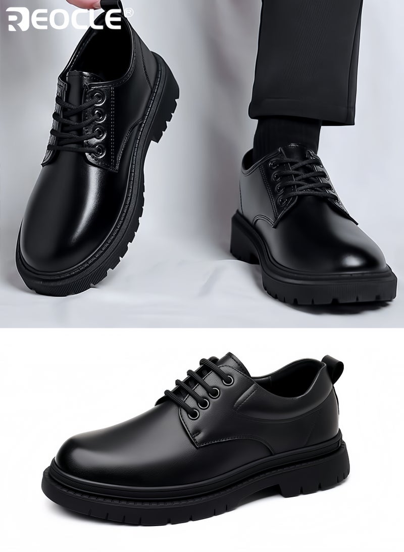 REOCLE Men's Business Shoes with Leather Design and Waterproof Feature Formal Dress Shoes with Lightweight Sole for Wedding Work Wear - Image 1