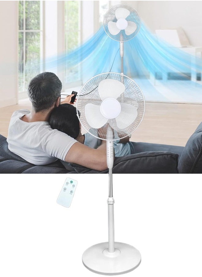 VUCATIN 6 inch Oscillating Pedestal Fan Standing Floor Fan with Remote Contral Adjustable Height Timer 3 Speeds 3 Modes 90-Degree Oscillating Standing Fan for Bedroom Living Room Office & Dorm  (B-White)  - Image 1