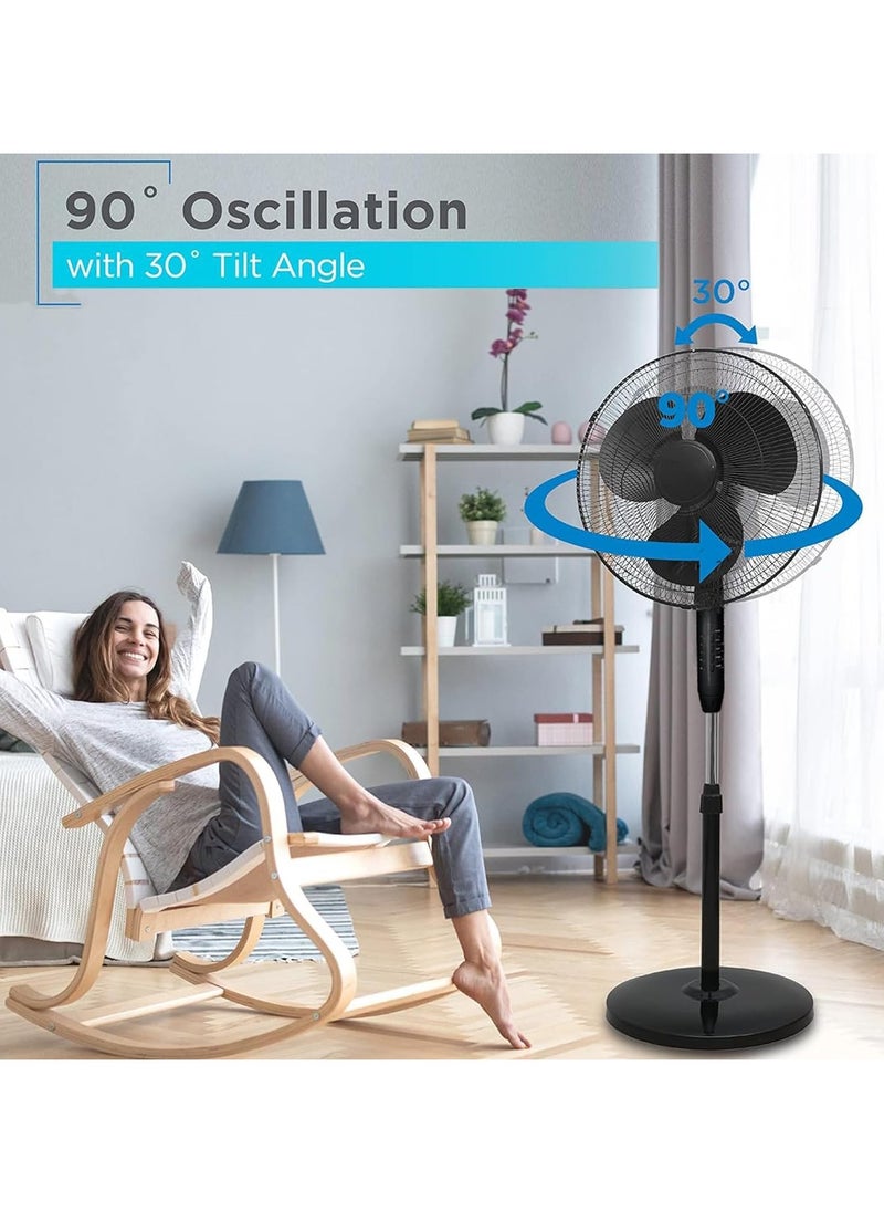 VUCATIN 6 inch Oscillating Pedestal Fan Standing Floor Fan with Remote Contral Adjustable Height Timer 3 Speeds 3 Modes 90-Degree Oscillating Standing Fan for Bedroom Living Room Office & Dorm  (B-White)  - Image 2