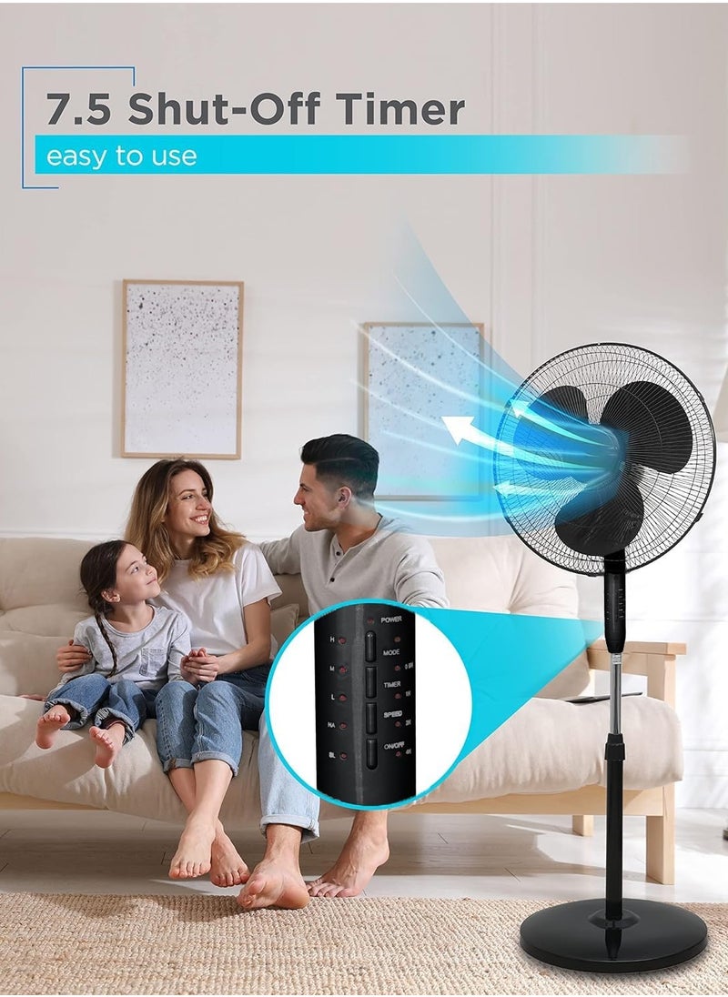 VUCATIN 6 inch Oscillating Pedestal Fan Standing Floor Fan with Remote Contral Adjustable Height Timer 3 Speeds 3 Modes 90-Degree Oscillating Standing Fan for Bedroom Living Room Office & Dorm  (B-White)  - Image 3