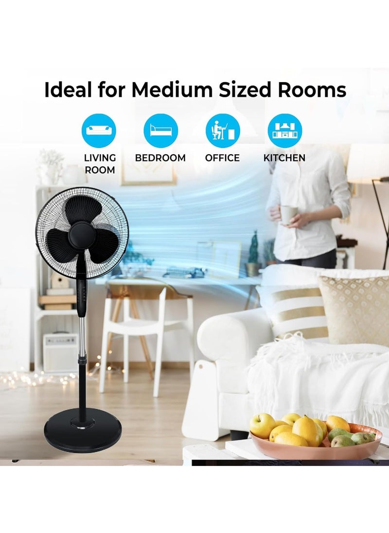 VUCATIN 6 inch Oscillating Pedestal Fan Standing Floor Fan with Remote Contral Adjustable Height Timer 3 Speeds 3 Modes 90-Degree Oscillating Standing Fan for Bedroom Living Room Office & Dorm  (B-White)  - Image 5