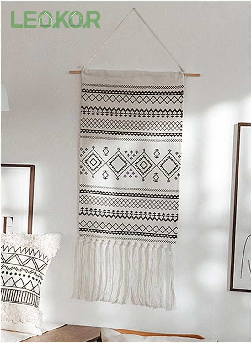 ليوكور لوحة فنية معلقة على الحائط بتصميم بوهيمي مع شرابات لتزيين جدران منزل ريفي، مقاس 70×41.5 سم - Image 3