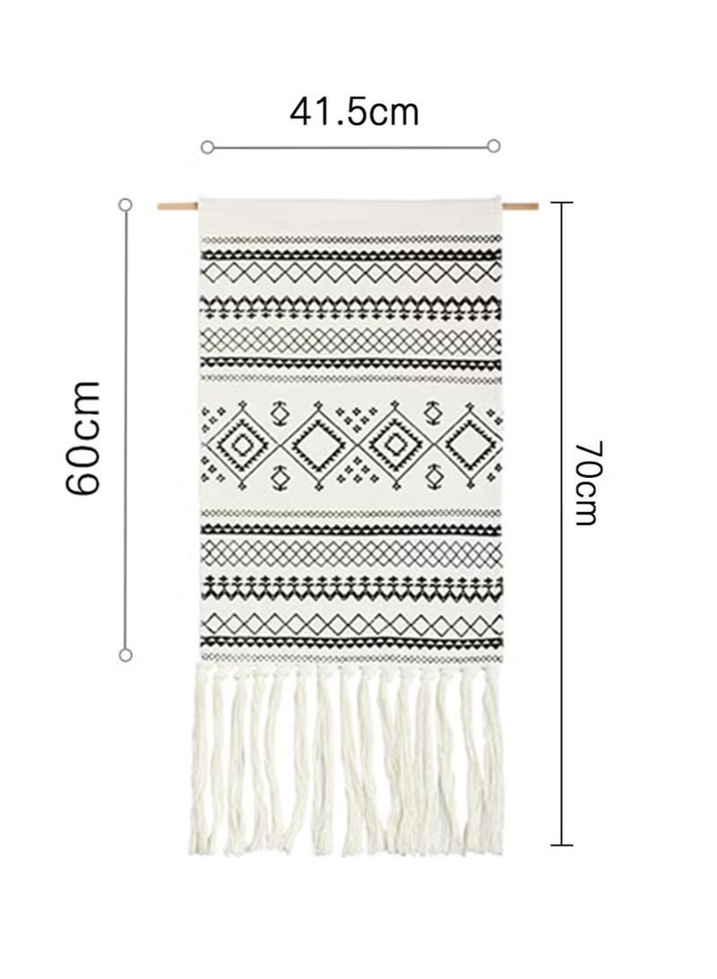 ليوكور لوحة فنية معلقة على الحائط بتصميم بوهيمي مع شرابات لتزيين جدران منزل ريفي، مقاس 70×41.5 سم - Image 2