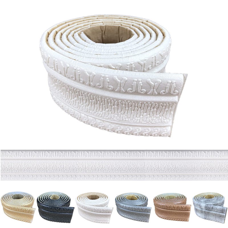 YLL YLL Crown Molding Peel and Stick 3D Wall Edging Foam Baseboard Self Adhesive Wallpaper Border Flexible Base Moulding Trim Mirror Border Wall Lines White 1PCS89