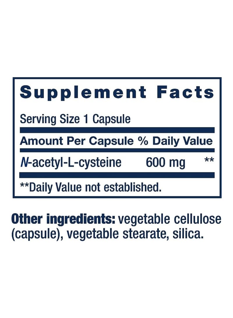 Life Extension N-Acetyl-L-Cysteine 600 mg, Immune, Liver & Respiratory Support, Gluten-Free Antioxidant  – 60 Vegetarian Capsules - Image 3