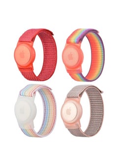 ECVV 4 Pieces Apple Airtag Wristband for Airtag Nylon Airtag Bracelet Anti-Lost GPS Trackers Protector Case Cover Watch Strap for Elderly Children Kids Velcro Adjustable Watch Bands  - Image 1