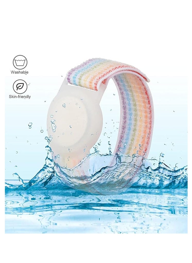 ECVV 4 Pieces Apple Airtag Wristband for Airtag Nylon Airtag Bracelet Anti-Lost GPS Trackers Protector Case Cover Watch Strap for Elderly Children Kids Velcro Adjustable Watch Bands  - Image 5