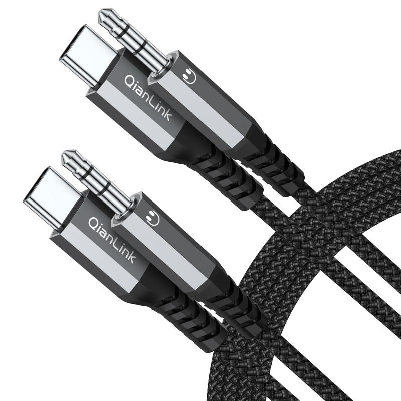 QianLink USB C to 3.5mm Audio Aux Jack Cable (3.3ft 2-Pack), Type C to 3.5mm Headphone Car Stereo Cord for iPhone 15 16 17 Pro Max, Samsung Galaxy S25 S24 S23 S22 S21 Ultra, Note 20 10, Pixel 9 8 XL, iPad Pro - Image 1