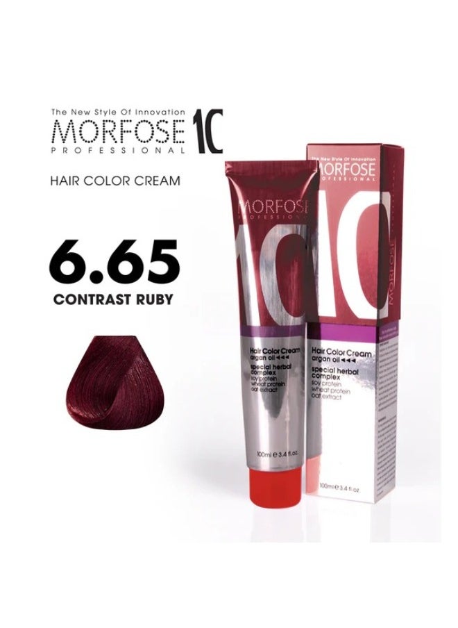 Morfose 10 Hair Color Cream with Argan Oil - Contrast Ruby (6.65), 100ml - pzsku/ZC4B2513183BC053F24CEZ/45/_/1716547403/3ea27bad-a20b-4ac7-85cf-efdedb4339d1