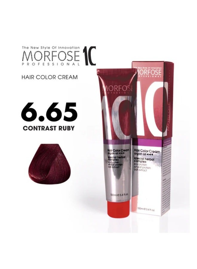 مورفوز كريم صبغة الشعر مورفوس 10 بزيت الأرجان - ياقوتي متباين حيوي (6.65)، 100 مل - Image 1