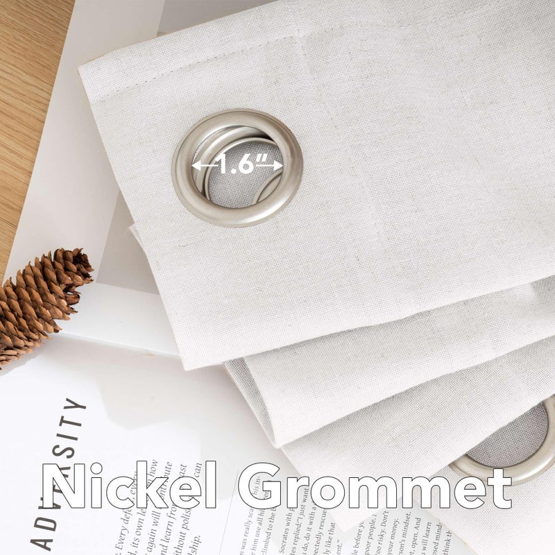 H.VERSAILTEX Pair Set Nickel Grommet Natural Linen Blended Window Treatment  Premium Soft Rich Light Filtering Semi Sheer Curtain Panels for Living Room - 52x84-Inch - Heathered White - Image 5