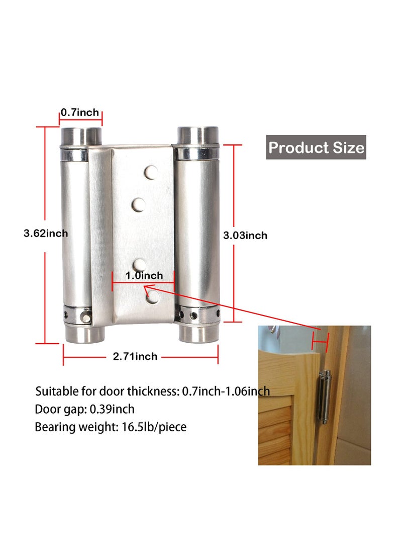 Zikra Double Action Spring Hinges - Self-Closing Door Hinges for Swinging Doors ,201 Stainless Steel, Including Pins and Screws for Cafe, Saloon, and Pub Doors 4Pack (3inch) - Image 2