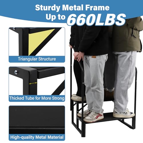 Toriexon خطوات RV مع درابزين مزدوج، خطوات سبا حوض الاستحمام مع دواسات مضادة للانزلاق، سعة تحميل 400 رطل، درجات منزل متنقلة عالمية للـ 5 عجلات RV، سبا، شرفة، مسبح، مقطورات سفر - Image 2