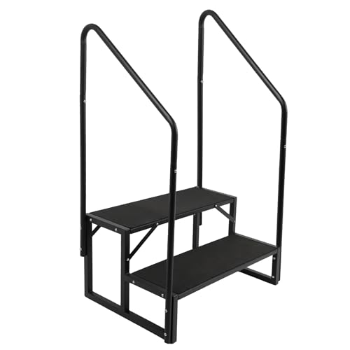 Toriexon خطوات RV مع درابزين مزدوج، خطوات سبا حوض الاستحمام مع دواسات مضادة للانزلاق، سعة تحميل 400 رطل، درجات منزل متنقلة عالمية للـ 5 عجلات RV، سبا، شرفة، مسبح، مقطورات سفر - Image 1