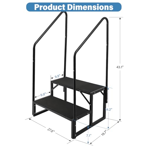 Toriexon خطوات RV مع درابزين مزدوج، خطوات سبا حوض الاستحمام مع دواسات مضادة للانزلاق، سعة تحميل 400 رطل، درجات منزل متنقلة عالمية للـ 5 عجلات RV، سبا، شرفة، مسبح، مقطورات سفر - Image 3