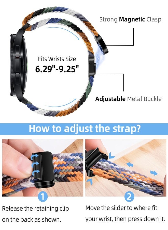 BandRain One Click No Gap Magnetic Braided Bands Compatible with Samsung Galaxy Watch 6 4 5 Band 40mm 44mm/Watch 6 4 Classic 47mm 43mm 42mm 46mm/Watch 5 Pro 45mm, 20mm Elastic Nylon Sport Strap for Men Women - Image 5