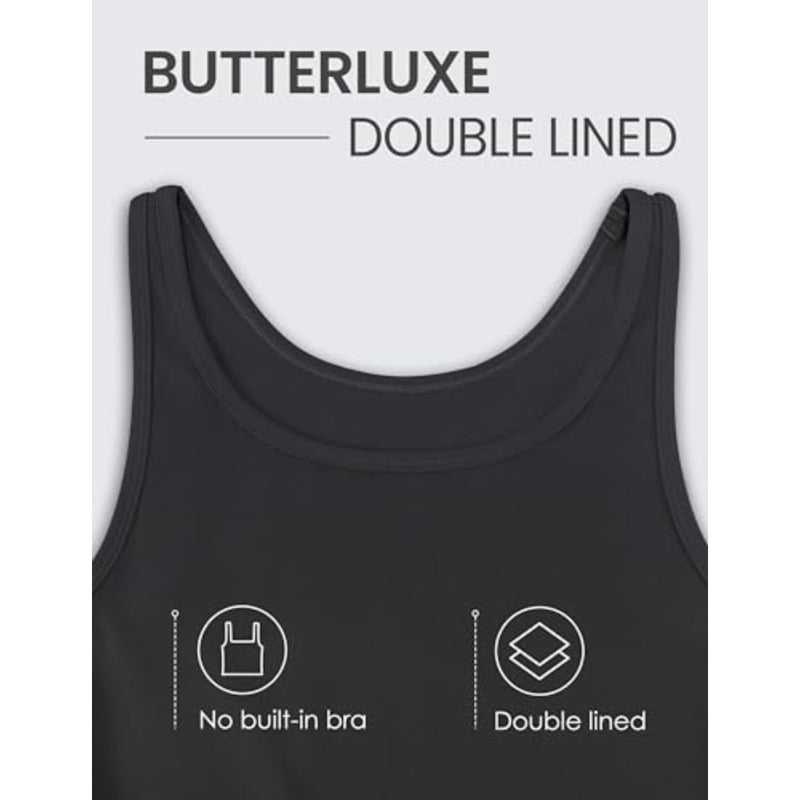 Womens Butterluxe Double Lined Tank Tops Scoop Neck Racerback Workout Tanks Sleeveless Casual Cropped Top - Image 3