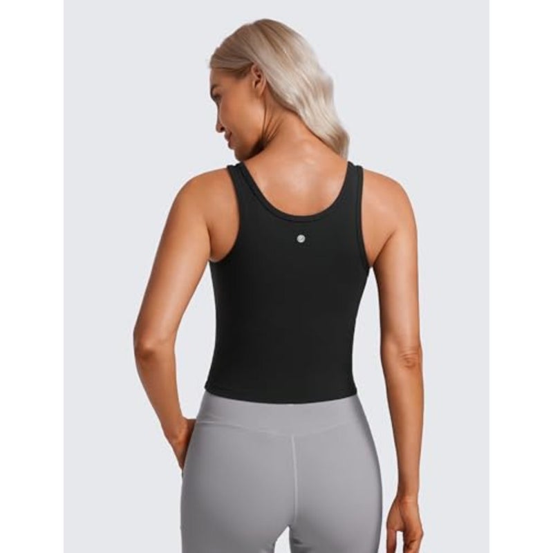 Womens Butterluxe Double Lined Tank Tops Scoop Neck Racerback Workout Tanks Sleeveless Casual Cropped Top - Image 2