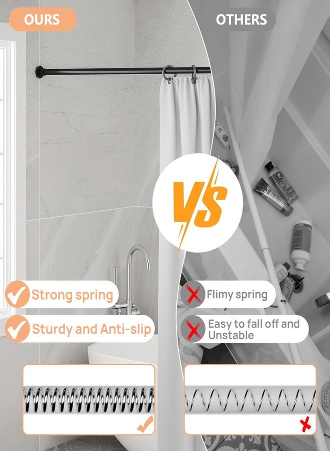 ALLZONE عصا ستارة دش ALLZONE بتوتر بدون حفر، 29 إلى 85 بوصة، عصي ستارة توتر للنافذة، عصا دش قابلة للتعديل للحمام، عصي توتر ثقيلة تناسب أنواع الجدران المختلفة، سوداء - Image 4