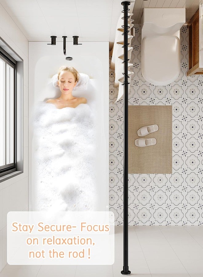 ALLZONE عصا ستارة دش ALLZONE بتوتر بدون حفر، 29 إلى 85 بوصة، عصي ستارة توتر للنافذة، عصا دش قابلة للتعديل للحمام، عصي توتر ثقيلة تناسب أنواع الجدران المختلفة، سوداء - Image 2