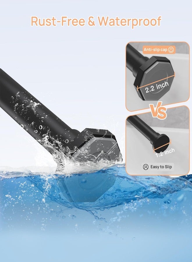 ALLZONE عصا ستارة دش ALLZONE بتوتر بدون حفر، 29 إلى 85 بوصة، عصي ستارة توتر للنافذة، عصا دش قابلة للتعديل للحمام، عصي توتر ثقيلة تناسب أنواع الجدران المختلفة، سوداء - Image 3