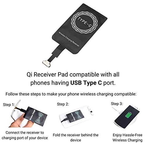 Litvibes Wireless Charging Receiver for Type C Mobiles,Phones,Devices Qi Standard Wireless Patch Magic Tags for Type C Cellular Devices Lightweight Portable Durable & Compact Chip - Image 2