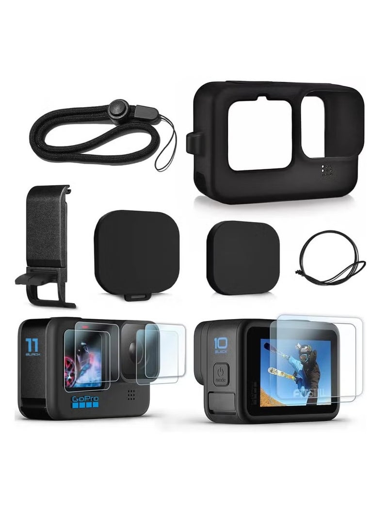 Silicone Sleeve Case For Go Pro Hero, Waterproof Sturdy Durable Camera Protective Case, Protective Underwater Diving Housing For Go Pro Hero 11, Hero 10, Hero 9, (Black)  - Image 1