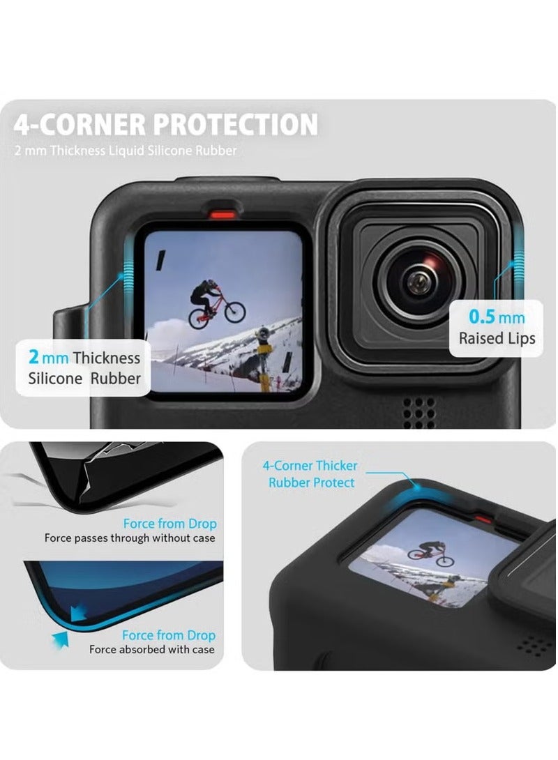 Silicone Sleeve Case For Go Pro Hero, Waterproof Sturdy Durable Camera Protective Case, Protective Underwater Diving Housing For Go Pro Hero 11, Hero 10, Hero 9, (Black)  - Image 3