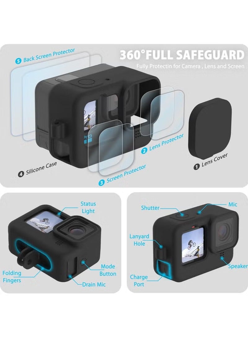 Silicone Sleeve Case For Go Pro Hero, Waterproof Sturdy Durable Camera Protective Case, Protective Underwater Diving Housing For Go Pro Hero 11, Hero 10, Hero 9, (Black)  - Image 4