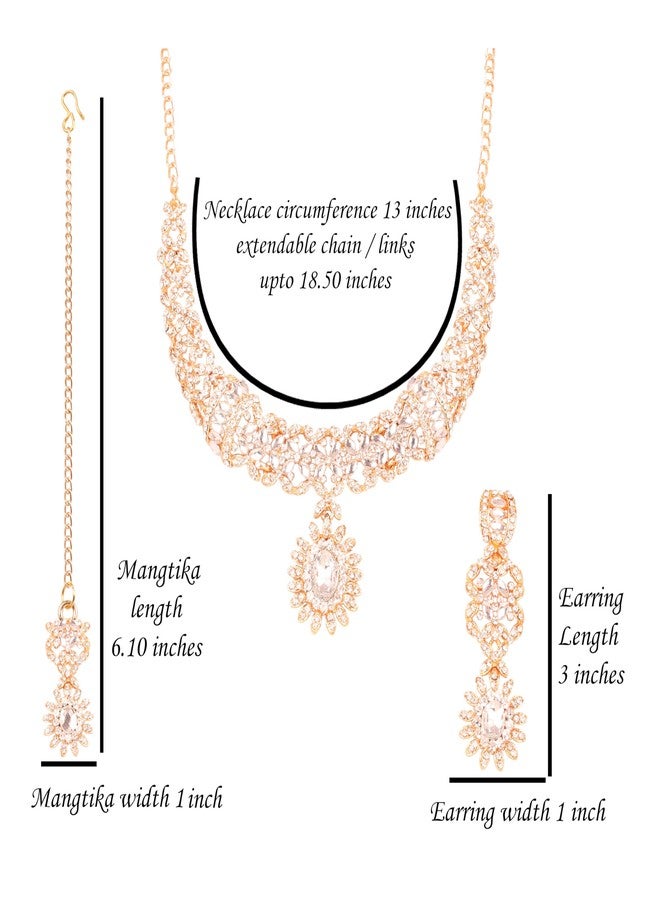 تتش ستون أطقم مجوهرات هندية من تاتشستون للنساء، مناسبة لحفلات الزفاف، تتضمن قلادة كوندان ذهبية، وأقراط تقليدية، وتيكا، وأحجار الراين الكريستالية البيضاء، وإكسسوارات أنيقة، وقلادة كوندان ذهبية، وأقراط تقليدية، وتيكا، وإكسسوارات أنيقة، وإكسسوارات مستوحاة من بوليوود. هدية مثالية للضيوف، وزي العروس، وإكسسوارات حفلات التخرج. - Image 5