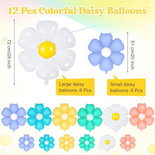 YOTHORN 12 Pcs Colorful Daisy BalloonsDaisy Birthday Party DecorationDaisy Foil Balloon Flower Balloon for Girls Daisy Themed Party Baby Shower Wedding Groovy Boho Supplies Multicolor - Image 5