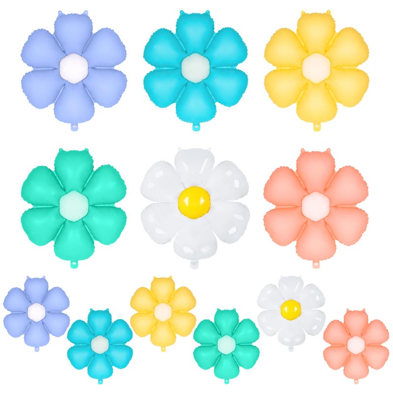 YOTHORN 12 Pcs Colorful Daisy BalloonsDaisy Birthday Party DecorationDaisy Foil Balloon Flower Balloon for Girls Daisy Themed Party Baby Shower Wedding Groovy Boho Supplies Multicolor - Image 3