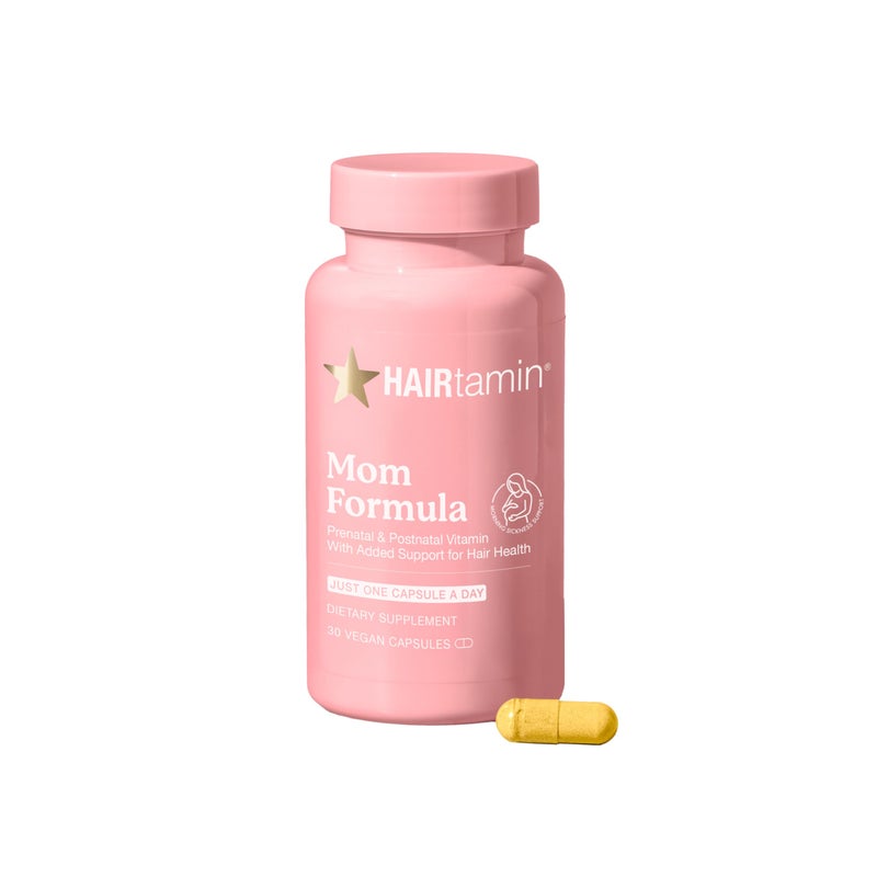 HAIRtamin MOM Vegan Prenatal & Postnatal Multivitamin Supplement & Hair Vitamin Pregnancy, Postpartum, Breastfeeding Probiotic One-a-Day Hair Vitamins with Biotin, Zinc, Iron (30 Counts) - Image 1