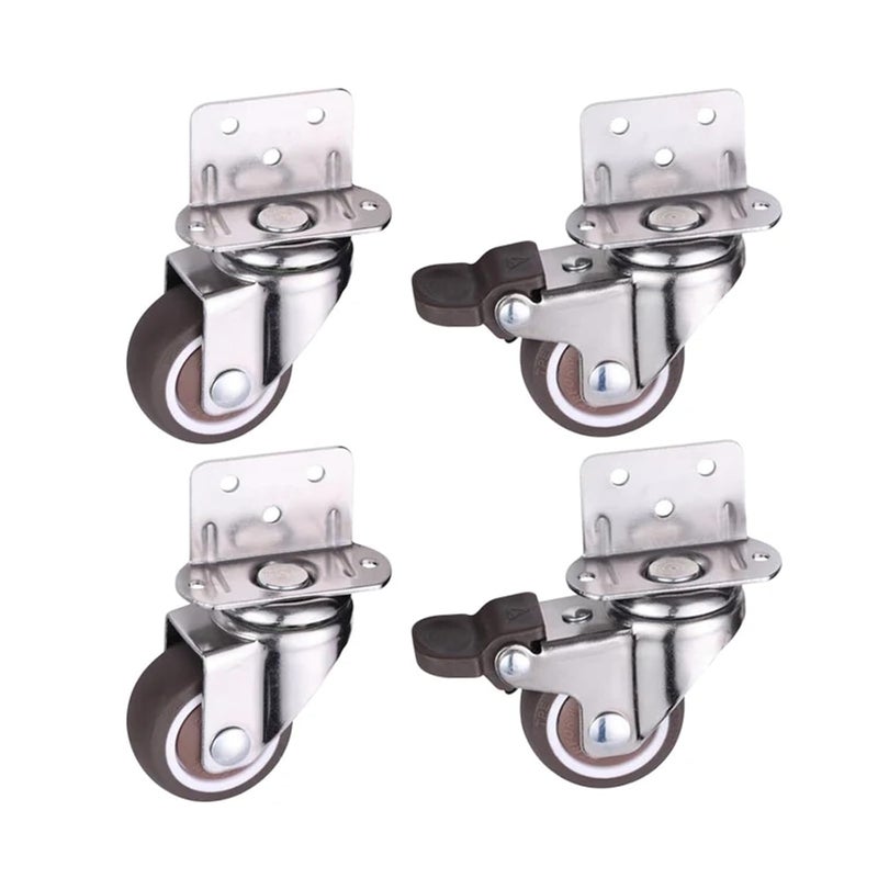 Aokley 4Pcs 1inch Soft Rubber Swivel Caster Wheels Mute Furniture Casters for Cart Household - Image 2